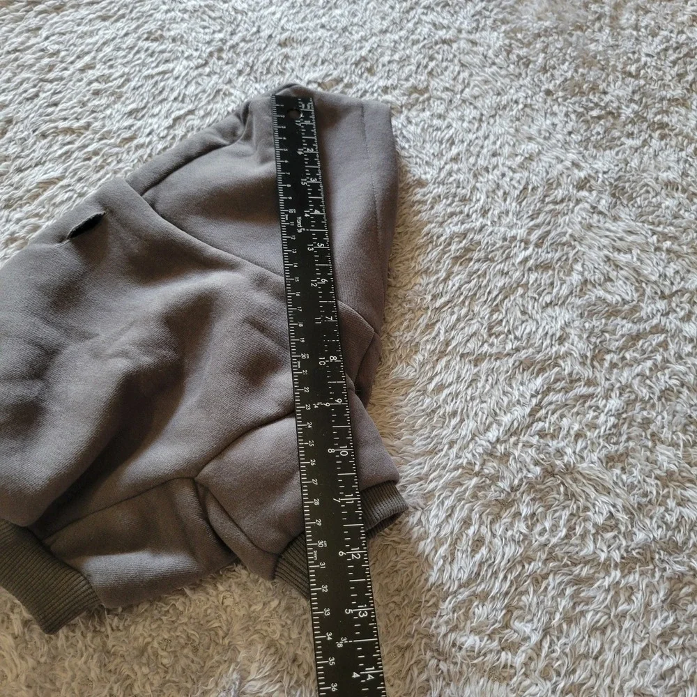 Comfrt Small Dog Hoodie Gray Fleece Pet Sweater Leash Hole XS